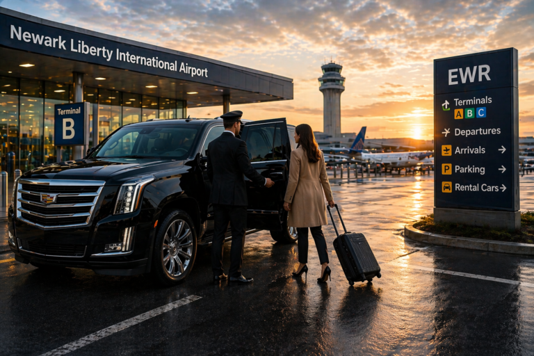 Private black car and chauffeur service for Newark Airport EWR transfer from Summit NJ