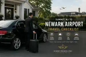 Black car service pickup in Summit NJ for Newark Airport travel checklist