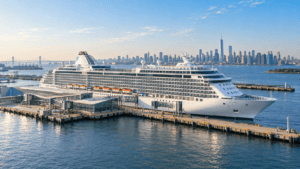 Cruise ship docked at Cape Liberty Cruise Port in Bayonne, New Jersey